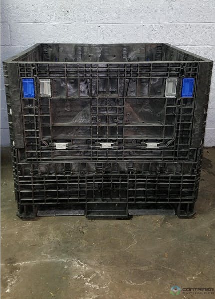 Pallet Containers For Sale: Used 45x48x42 Collapsible Bulk Containers with Drop Doors - Black In Ohio - image 1