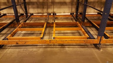 Push-Back Racks For Sale: 2 deep push back, 2 to 6 levels, 96" wide bays, 26' high uprights, 12,000 pallet positions In null - image 1