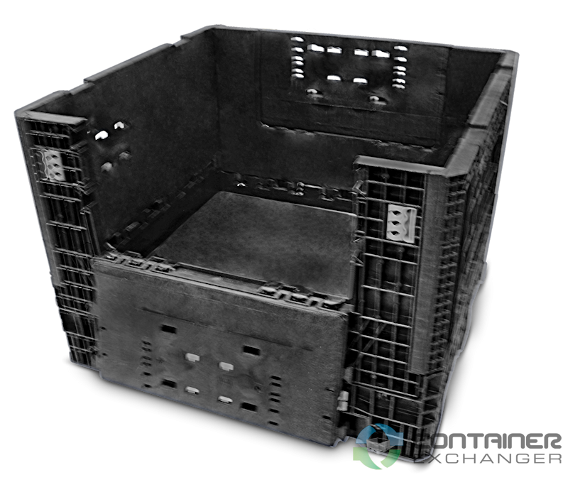 Pallet Containers For Sale: New 45x48x34 Collapsible Bulk Containers with 2 Drop Doors Black In Indiana - image 2