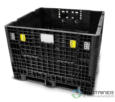 Pallet Containers For Sale: New 45x48x34 Collapsible Bulk Containers with 2 Drop Doors Black In Indiana - image 1