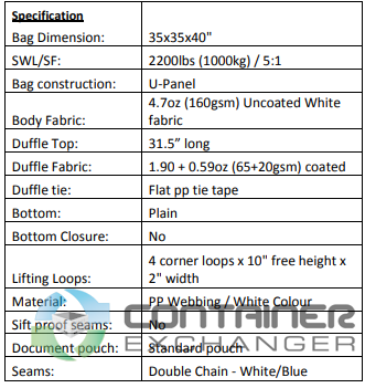 Bulk Bags - FIBC For Sale: NEW 35x35x40 Bulk Bags Duffle Top Flat Bottom In New Jersey - image 2