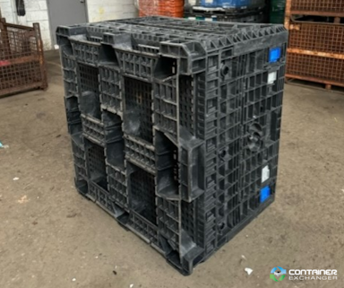 Pallet Containers For Sale: Used Orbis 45x48x34 Collapsible Bulk Containers with Drop Doors - Black with Vented Floors In Michigan - image 3