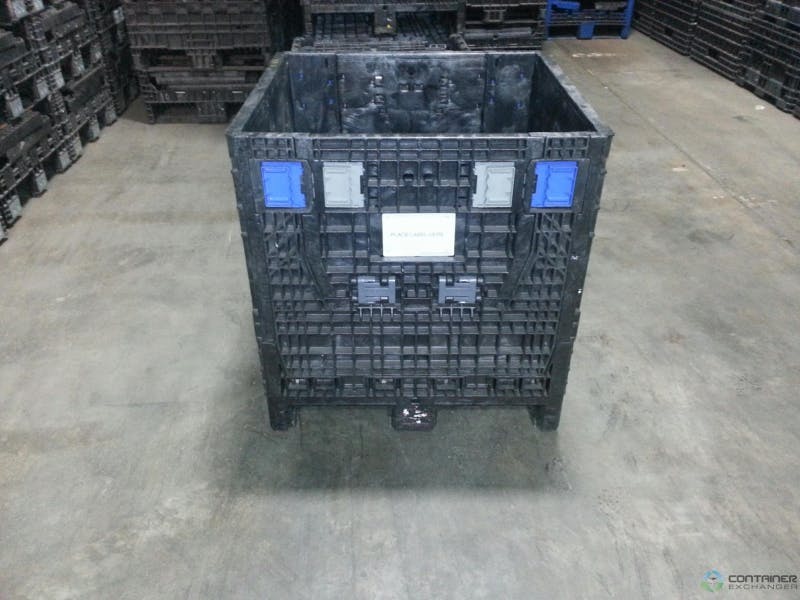 Pallet Containers For Sale: Reconditioned 30x32x34 Collapsible Bulk Container - 2 Drop Doors - Black In Mississippi - image 2
