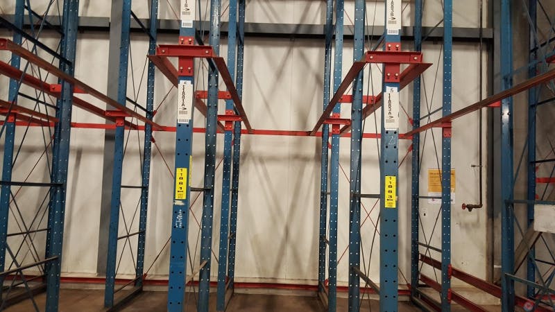 Drive-In Racks For Sale: 3 Deep drive in, floor + 2/3 levels, 130 Bays, 1,200 pallet positions, 26' uprights In null - image 1