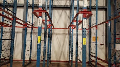 Drive-In Racks For Sale: 3 Deep drive in, floor + 2/3 levels, 130 Bays, 1,200 pallet positions, 26' uprights In null - image 1