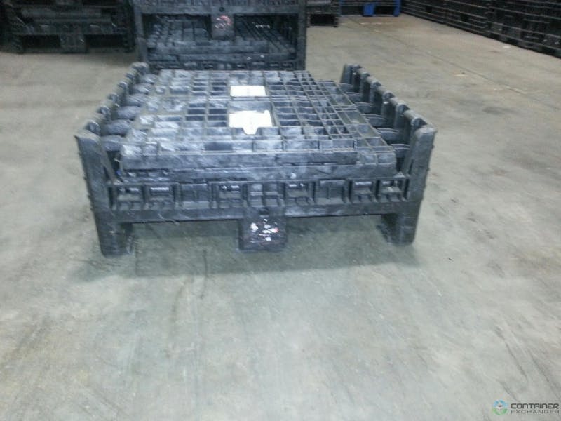 Pallet Containers For Sale: Reconditioned 30x32x34 Collapsible Bulk Container - 2 Drop Doors - Black In Mississippi - image 1