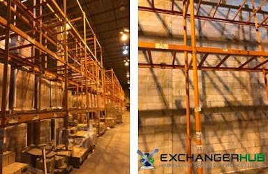 Pallet Racks For Sale: Used Pallet Racks - Lock Rack - Down and Ready for Sale - 100 pcs, 42" deep x 21' Uprights + 400 Beams, C4 x 93" with bed supports In New Jersey - image 1